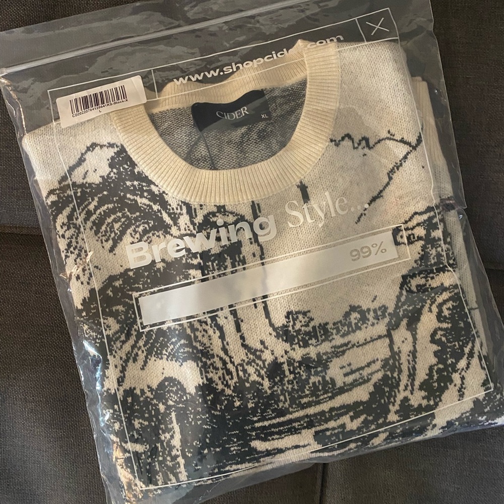 NWT toile print sweater XL ivory/black - Picture 3 of 6